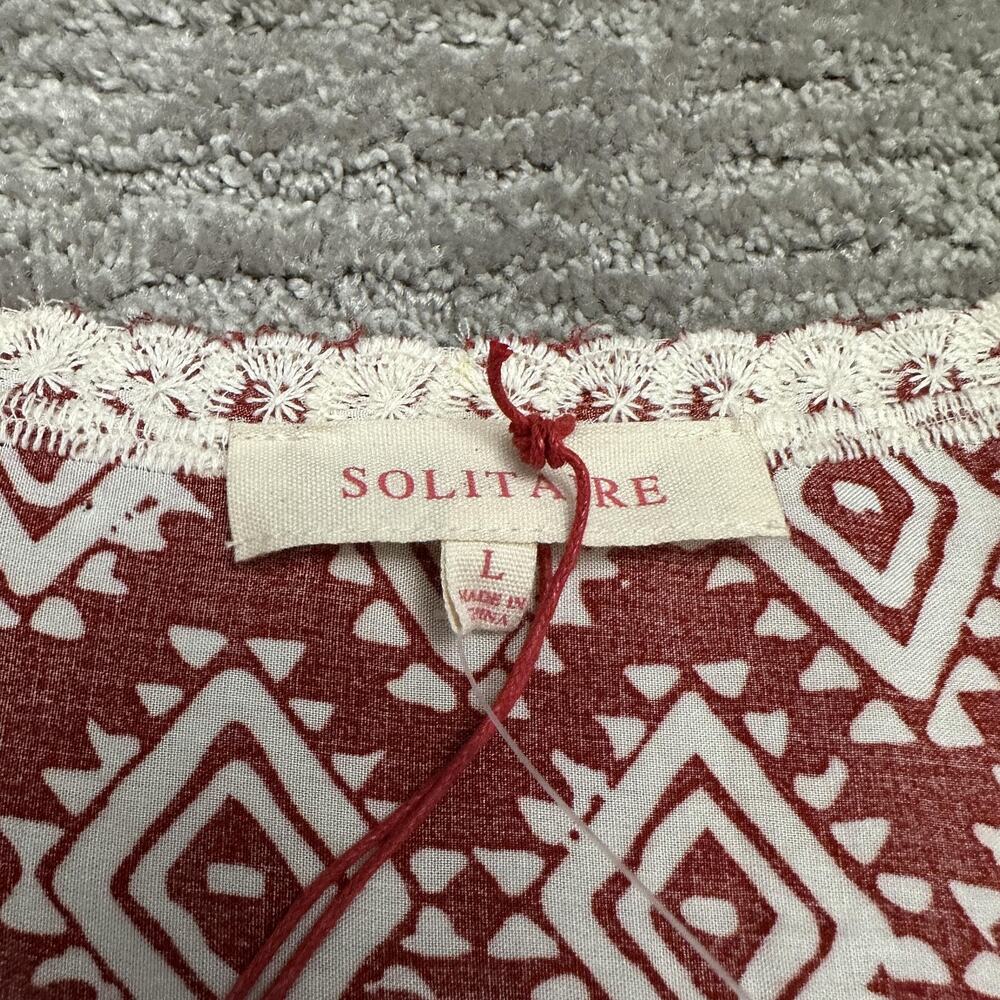 Solitaire Kimono Shorts Set Womens Large Red White Crochet Boho Festival New - Picture 12 of 16